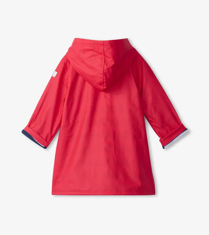 Kids Red and Navy ButtonUp Rain Jacket Hatley