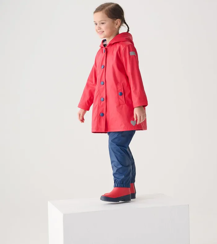 Kids Red and Navy ButtonUp Rain Jacket Hatley