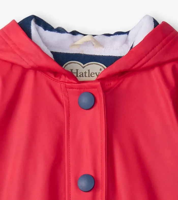 Kids Red and Navy ButtonUp Rain Jacket Hatley