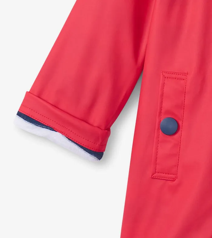 Kids Red and Navy ButtonUp Rain Jacket Hatley