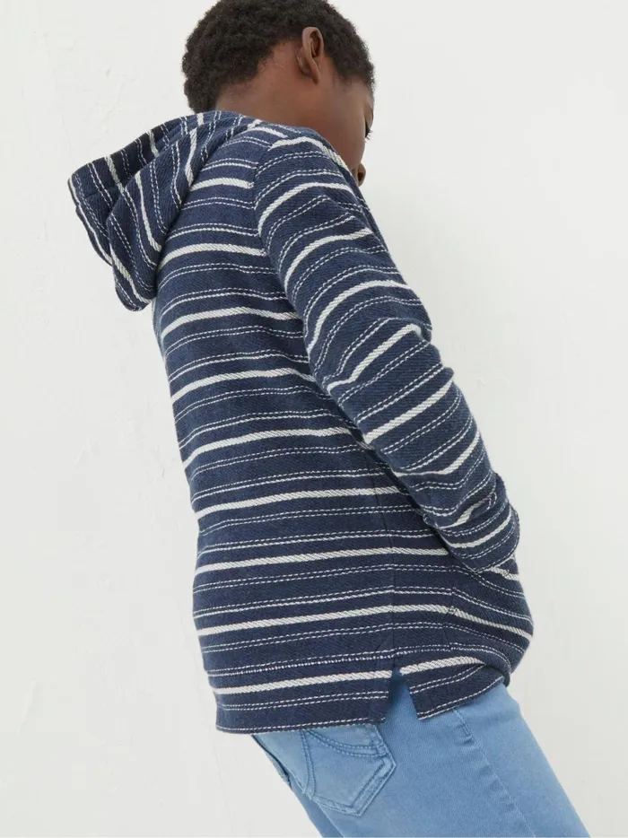Kids Sweatshirts and Hoodies Fat Face Blue Texture Stripe Popover Hoodie