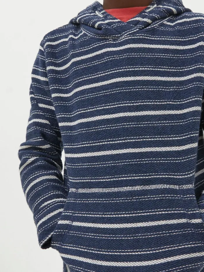Kids Sweatshirts and Hoodies Fat Face Blue Texture Stripe Popover Hoodie