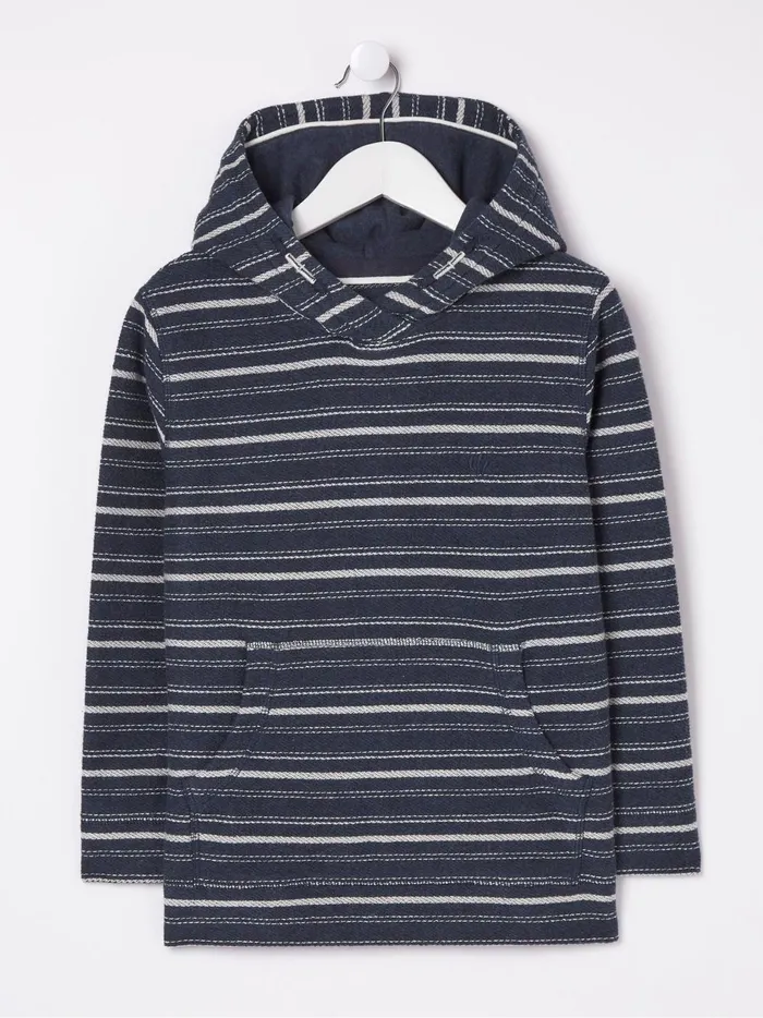 Kids Sweatshirts and Hoodies Fat Face Blue Texture Stripe Popover Hoodie