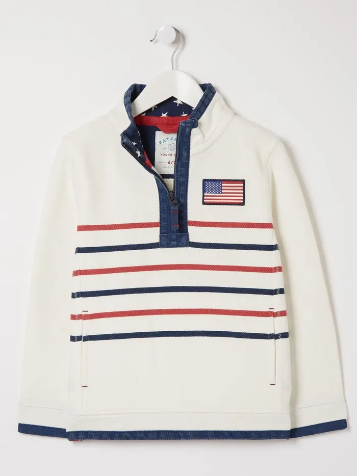Kids Sweatshirts and Hoodies Fat Face Cream Colourblock Boxy Airlie Sweat Top
