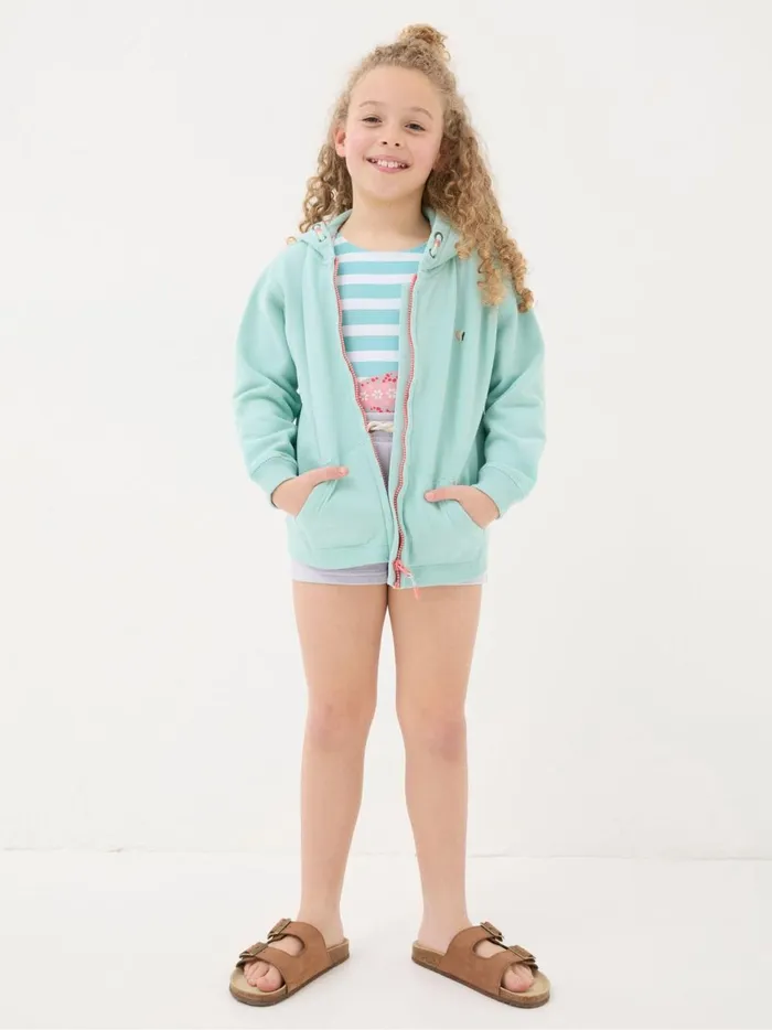 Kids Sweatshirts and Hoodies Fat Face Green Shell Zip Through Hoodie