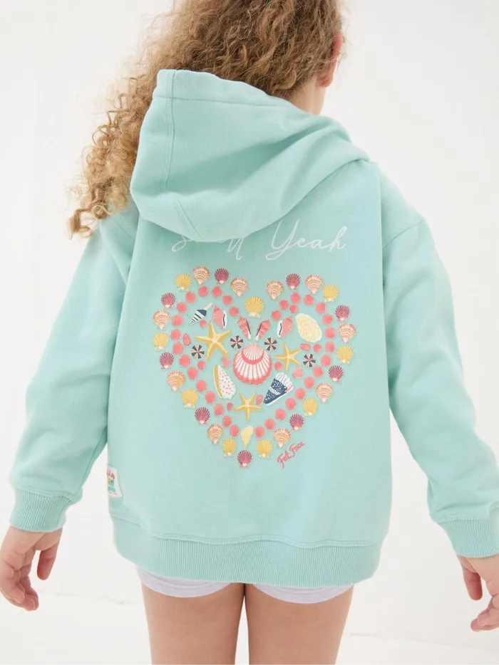 Kids Sweatshirts and Hoodies Fat Face Green Shell Zip Through Hoodie