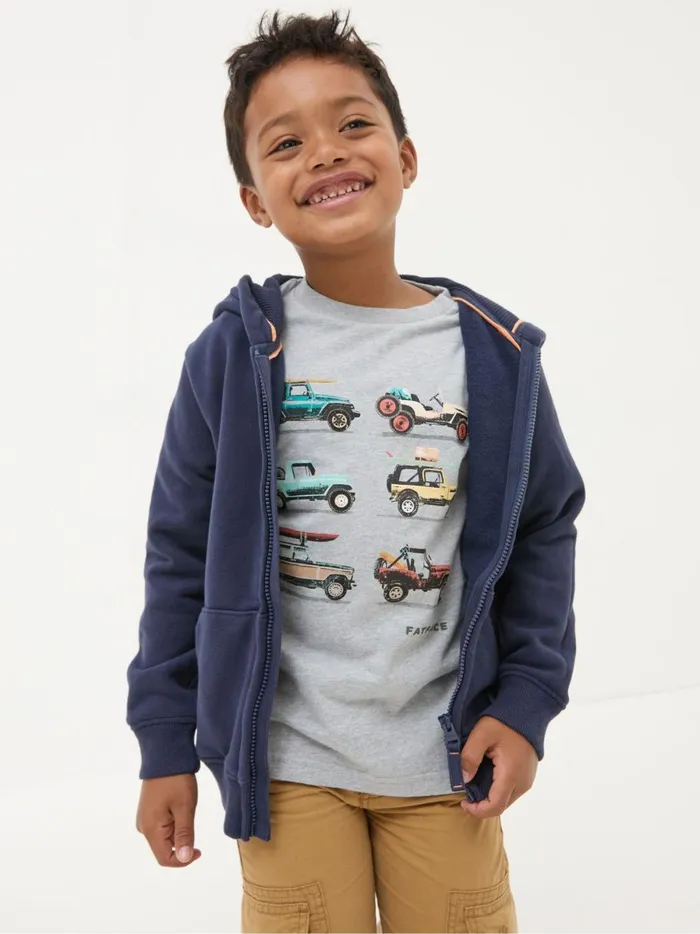 Kids Sweatshirts and Hoodies Fat Face Navy Blue Adventure Zip Through Hoodie