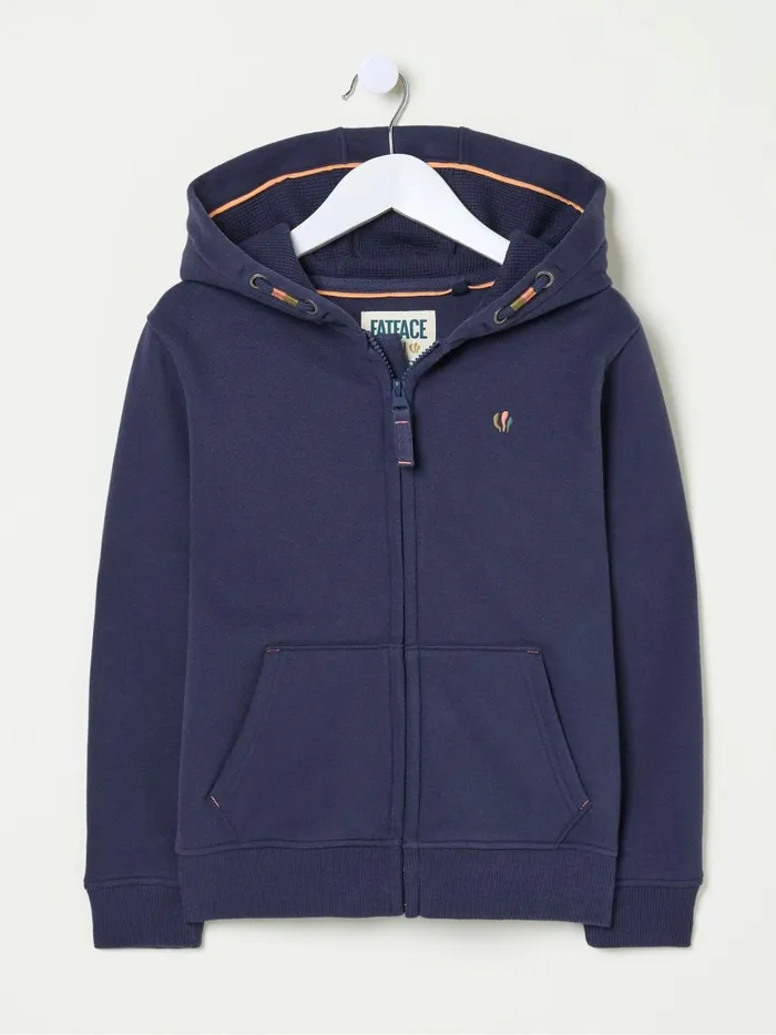 Kids Sweatshirts and Hoodies Fat Face Navy Blue Adventure Zip Through Hoodie