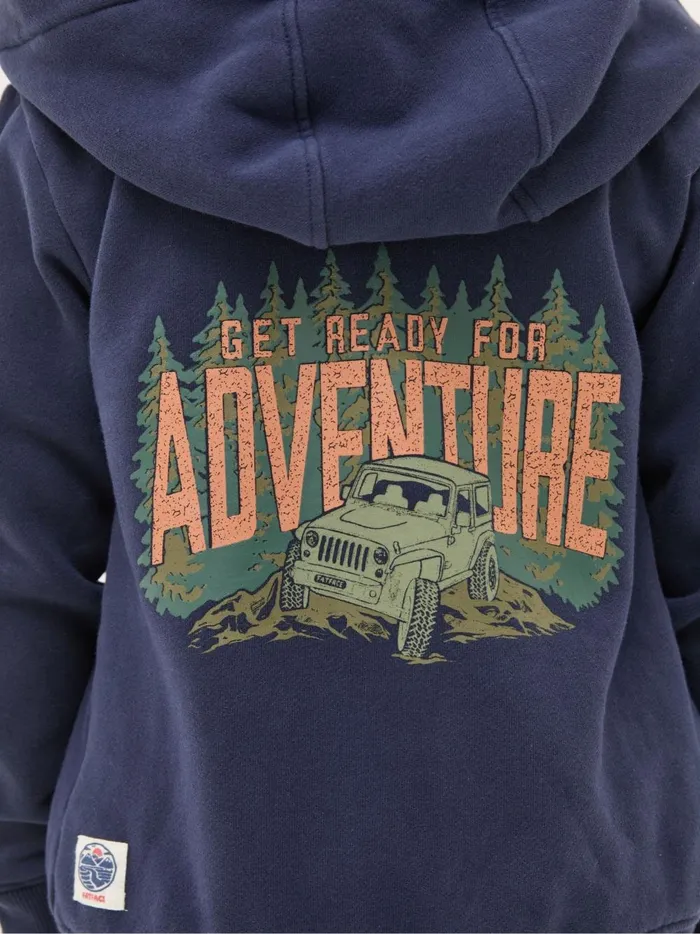 Kids Sweatshirts and Hoodies Fat Face Navy Blue Adventure Zip Through Hoodie