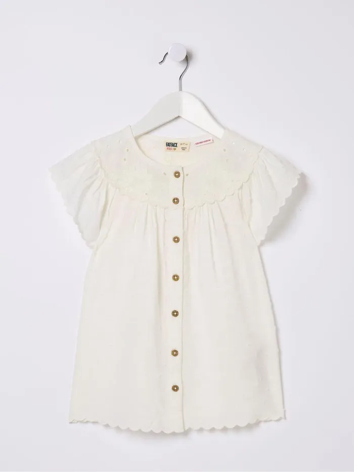 Kids Tops and TShirts Fat Face Emily White Embroidered Blouse