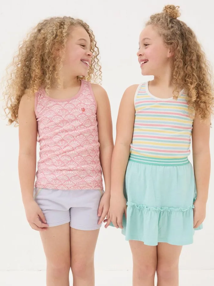 Kids Tops and TShirts Fat Face Pink Rib Vests 3 Pack