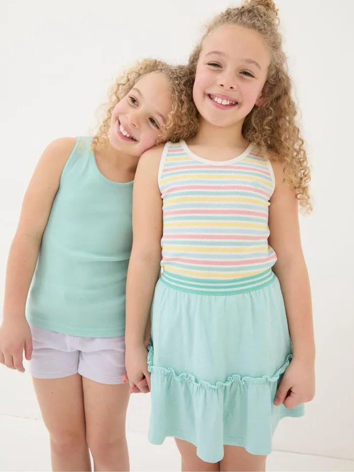 Kids Tops and TShirts Fat Face Pink Rib Vests 3 Pack