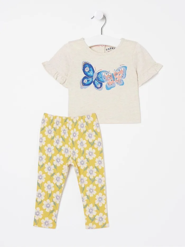 Kids Tops and TShirts Fat Face White Butterfly Graphic Leggings Set