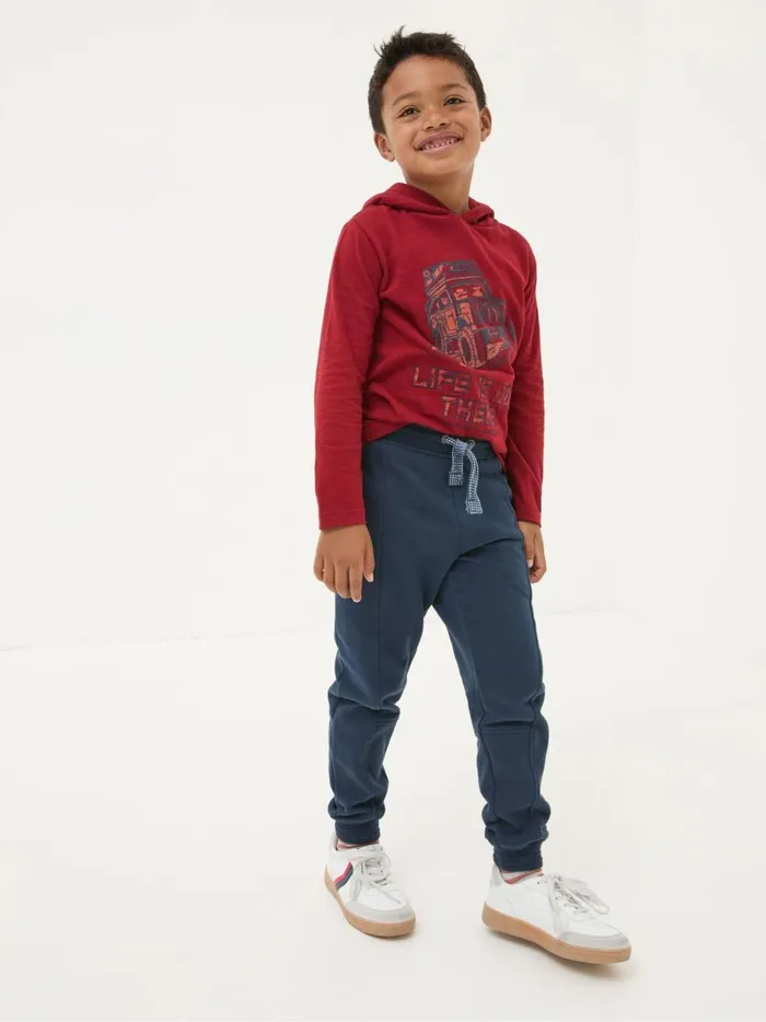 Kids Trousers Jeans and Joggers Fat Face Perry Blue Cotton Panel Joggers