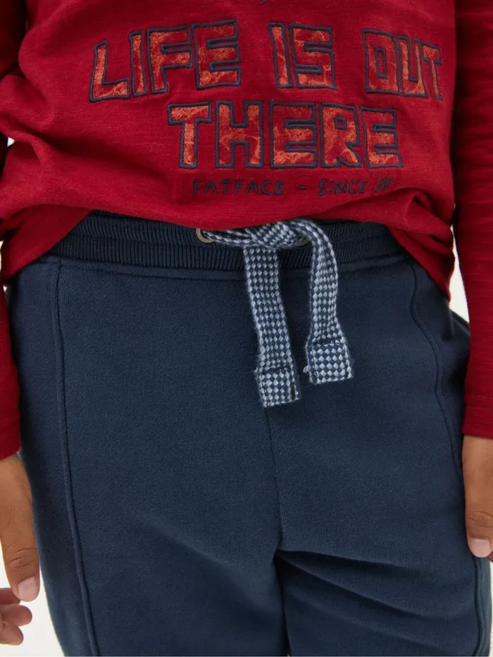 Kids Trousers Jeans and Joggers Fat Face Perry Blue Cotton Panel Joggers