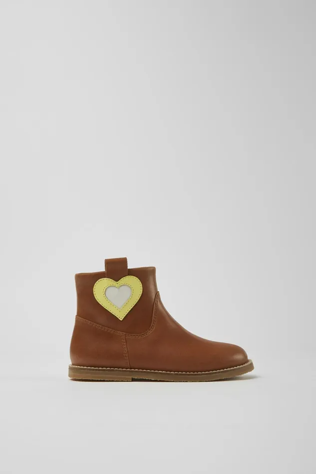 Kids Twins Brown Leather Zipup Boots Camper Boots Kids Twins Brown Leather Zipup Boots Camper Boots