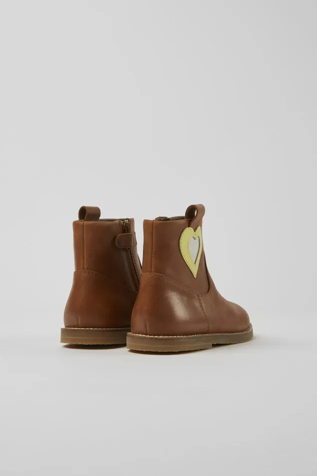 Kids Twins Brown Leather Zipup Boots Camper Boots Kids Twins Brown Leather Zipup Boots Camper Boots