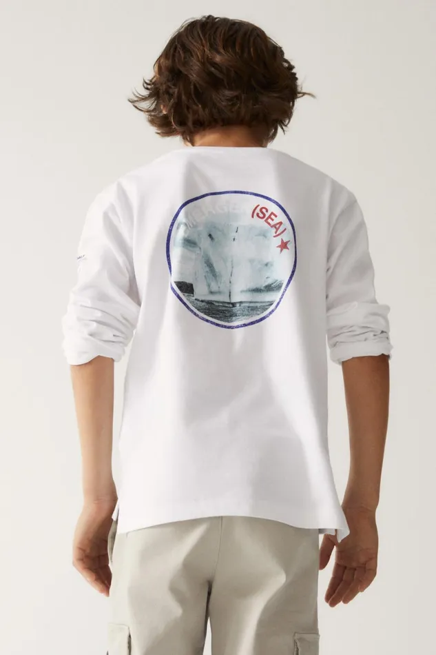 Kids White Tierra LongSleeved TShirt Ecoalf TShirts