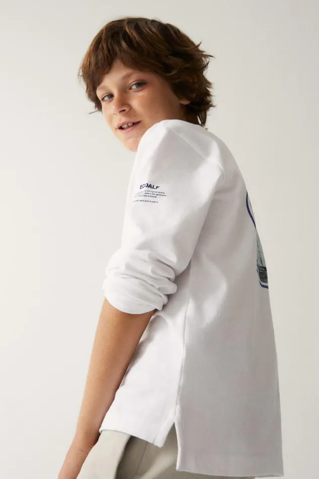Kids White Tierra LongSleeved TShirt Ecoalf TShirts