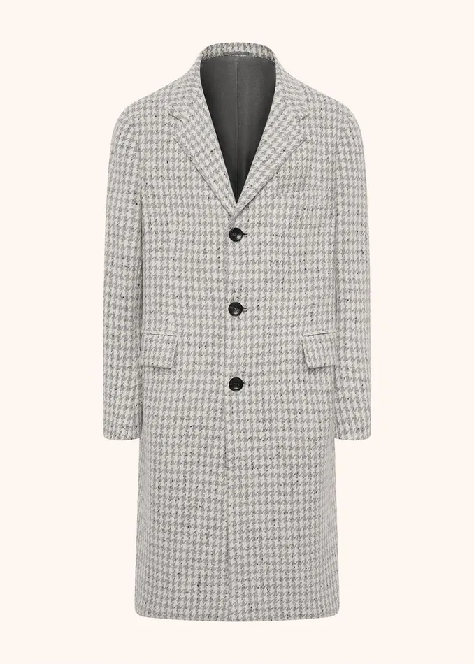 Kiton Outerwear HOUNDSTOOTH CASHMERE BLEND COAT 8211 Men