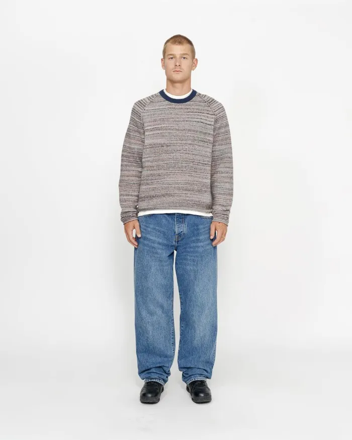 Knits MenWomen Stussy TEXTURED KNIT CONTRAST COLLAR CREW