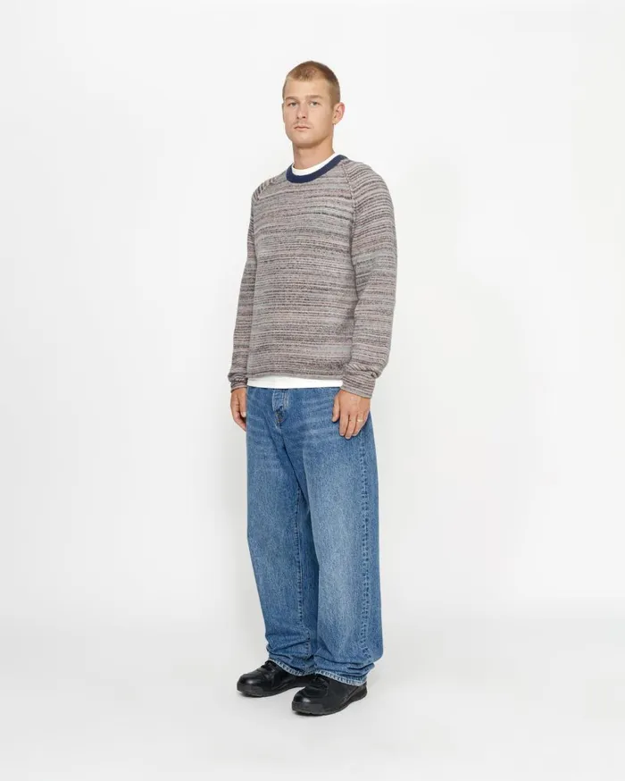 Knits MenWomen Stussy TEXTURED KNIT CONTRAST COLLAR CREW