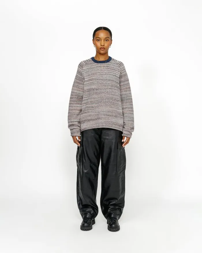 Knits MenWomen Stussy TEXTURED KNIT CONTRAST COLLAR CREW