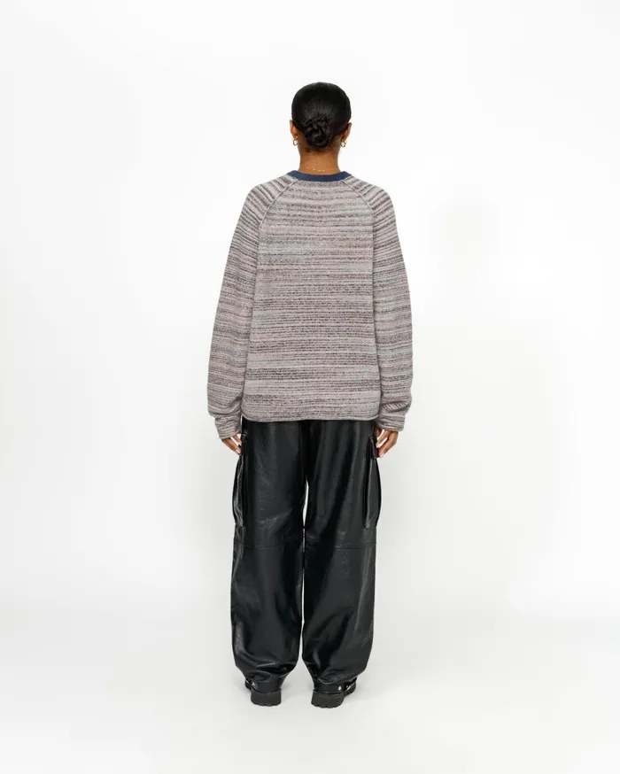 Knits MenWomen Stussy TEXTURED KNIT CONTRAST COLLAR CREW