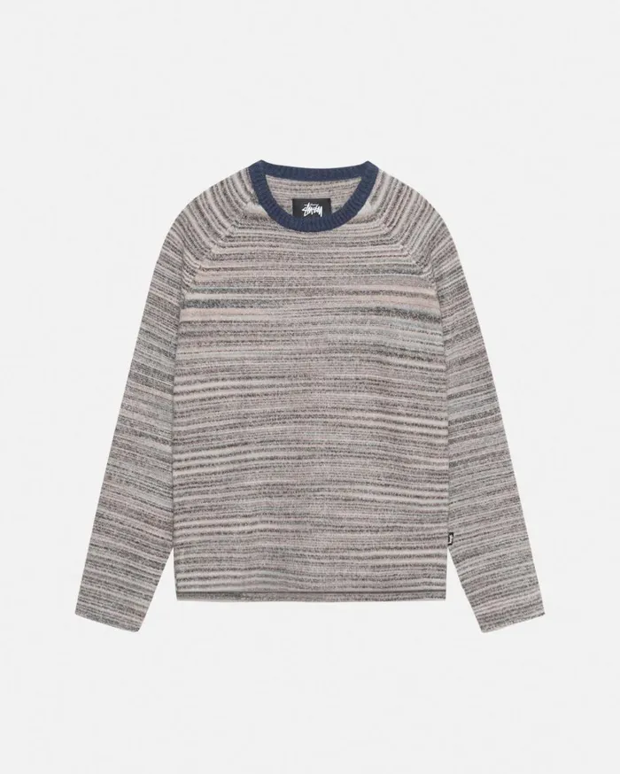 Knits MenWomen Stussy TEXTURED KNIT CONTRAST COLLAR CREW