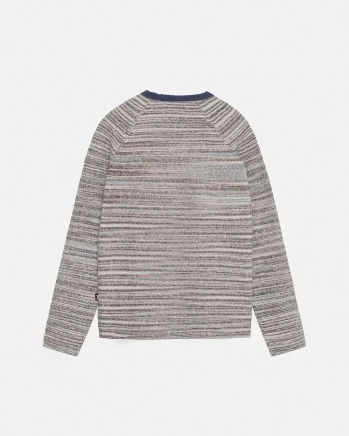 Knits MenWomen Stussy TEXTURED KNIT CONTRAST COLLAR CREW
