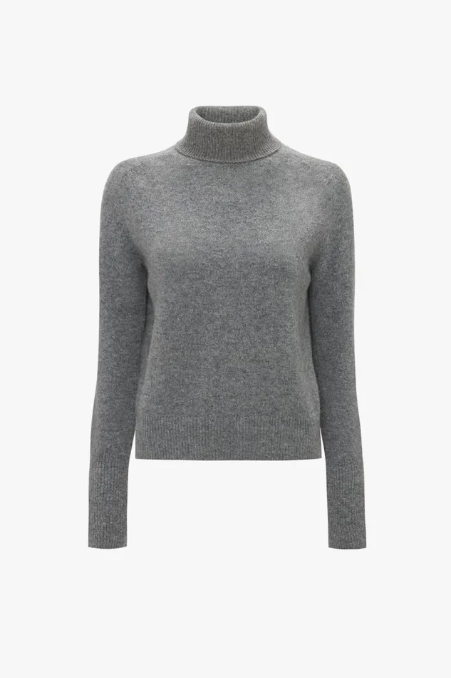 Knitwear Women Victoria Beckham Polo Neck Jumper In Grey Melange