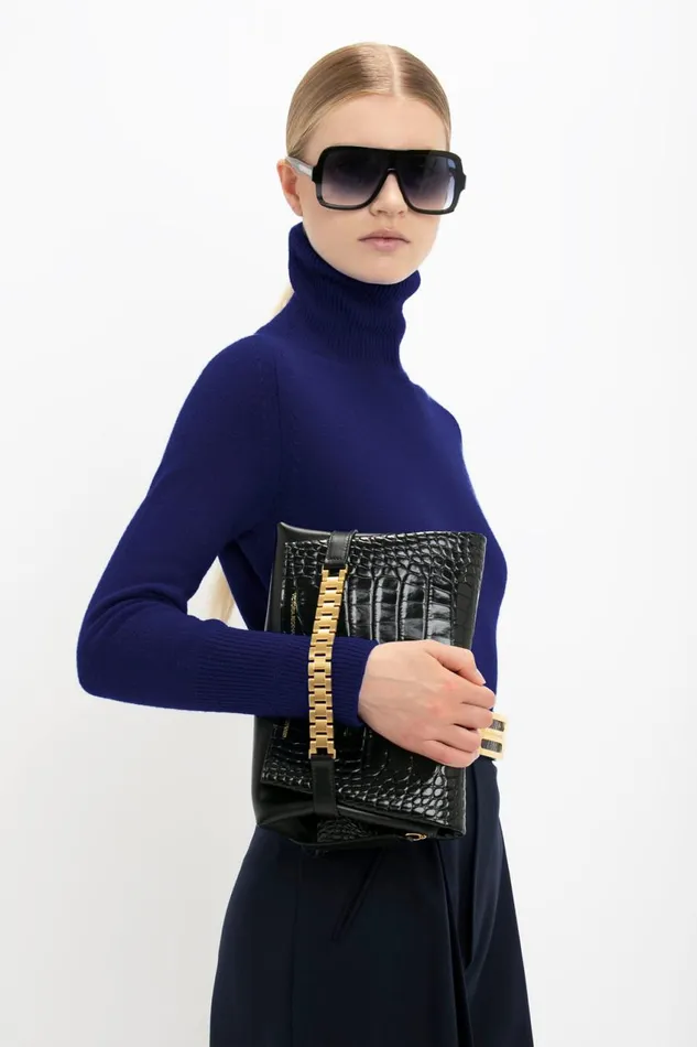 Knitwear Women Victoria Beckham Polo Neck Jumper In Navy