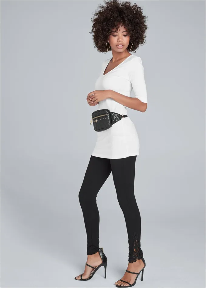 LACE DETAIL LEGGINGS Black Women VENUS Bottoms