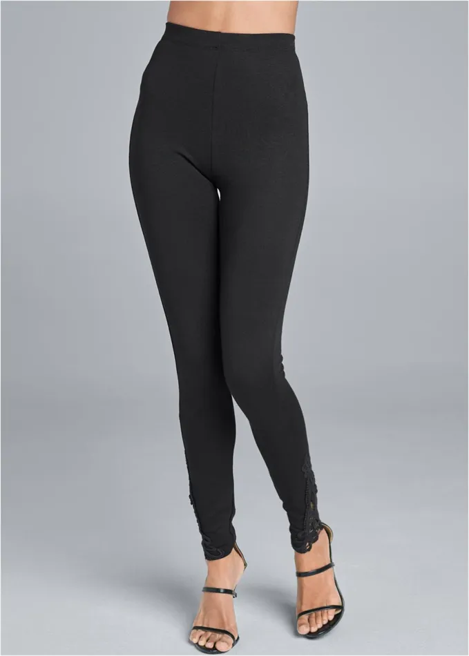 LACE DETAIL LEGGINGS Black Women VENUS Bottoms