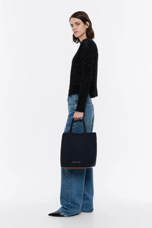 Large Anthracite Gabardine Chihuahua Bag Antracithe Women Bimba Y Lola Crossbody Bags
