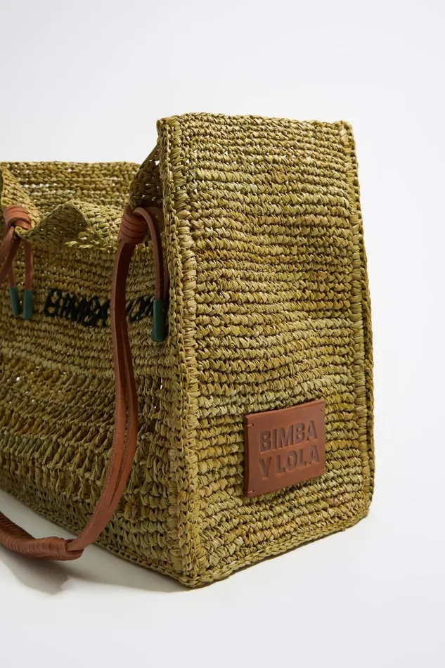 Large Khaki Raffia Tote Bag Khaki Women Bimba Y Lola Raffia Bags Large Khaki Raffia Tote Bag Khaki Women Bimba Y Lola Raffia Bags