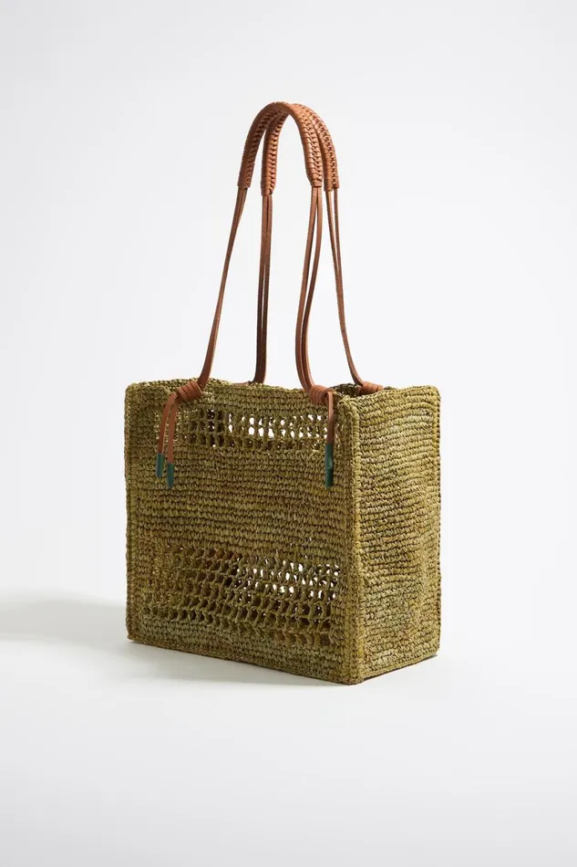 Large Khaki Raffia Tote Bag Khaki Women Bimba Y Lola Raffia Bags Large Khaki Raffia Tote Bag Khaki Women Bimba Y Lola Raffia Bags
