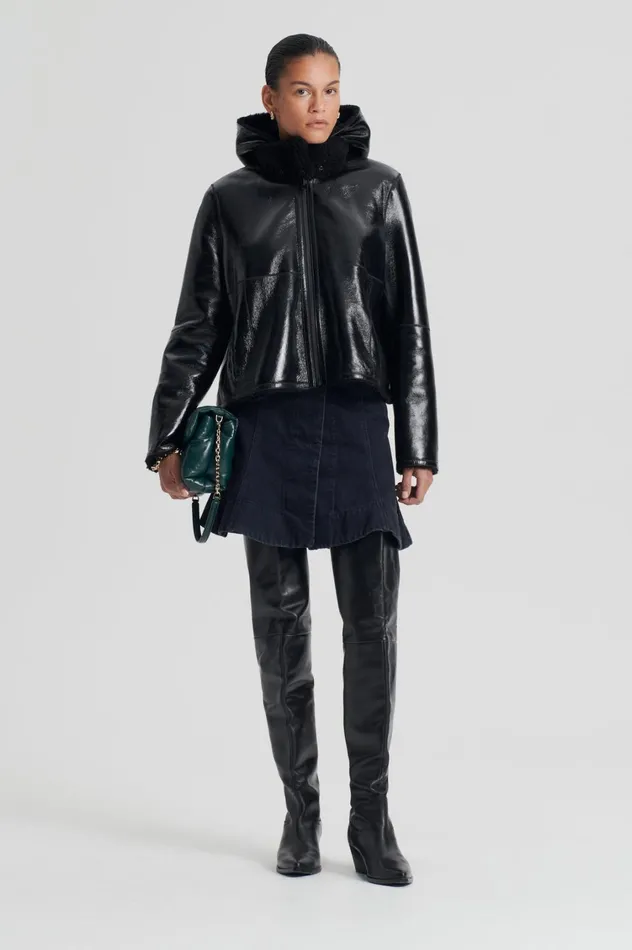 Leather Women Scanlan Theodore SHEARLING JACKET Blackblack