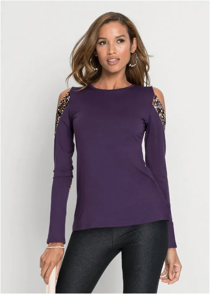 LEOPARD DETAIL TOP Purple Women VENUS Night Out Tops