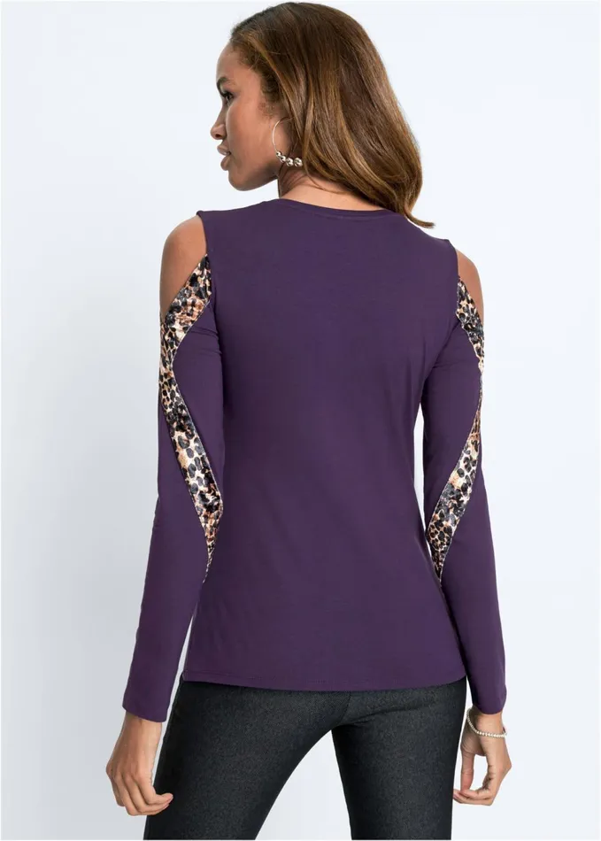 LEOPARD DETAIL TOP Purple Women VENUS Night Out Tops