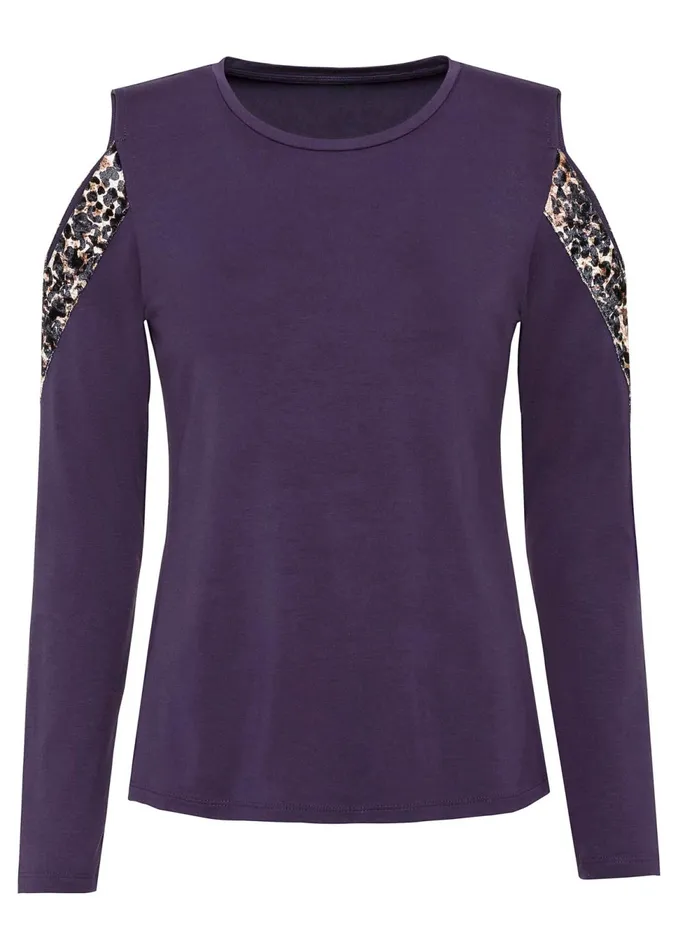 LEOPARD DETAIL TOP Purple Women VENUS Night Out Tops