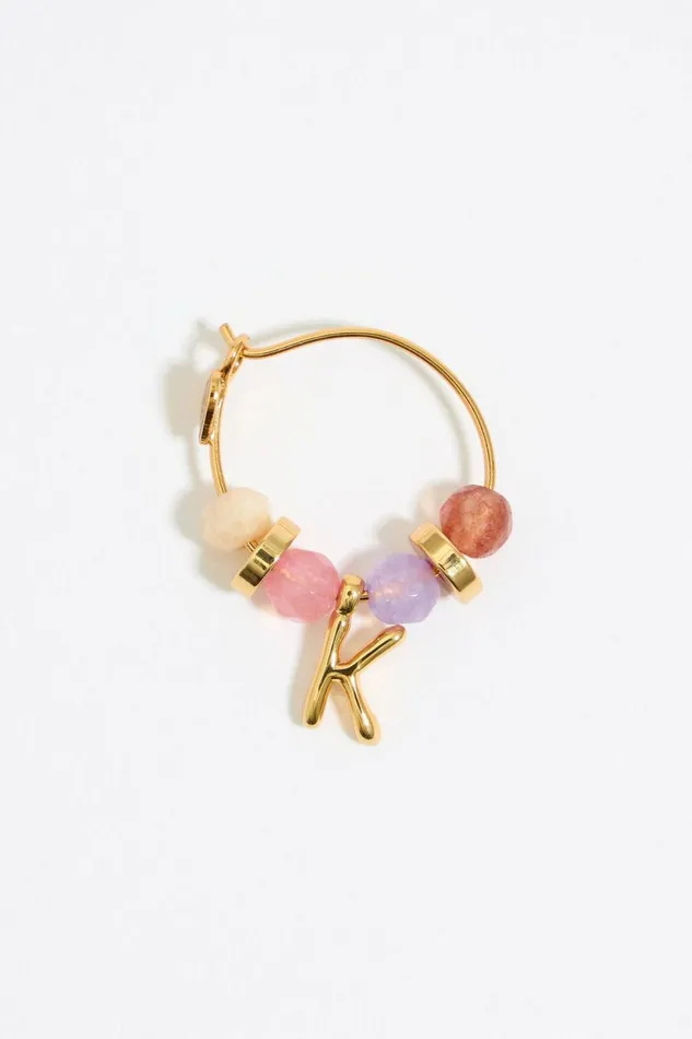 Letter K Multicolor Stones Earrings Gold Women Bimba Y Lola Alphabet Letter K Multicolor Stones Earrings Gold Women Bimba Y Lola Alphabet