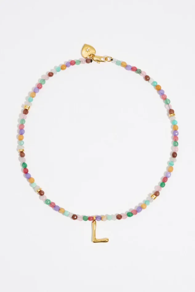 Letter L Multicolor Stones Necklace Gold Women Bimba Y Lola Alphabet