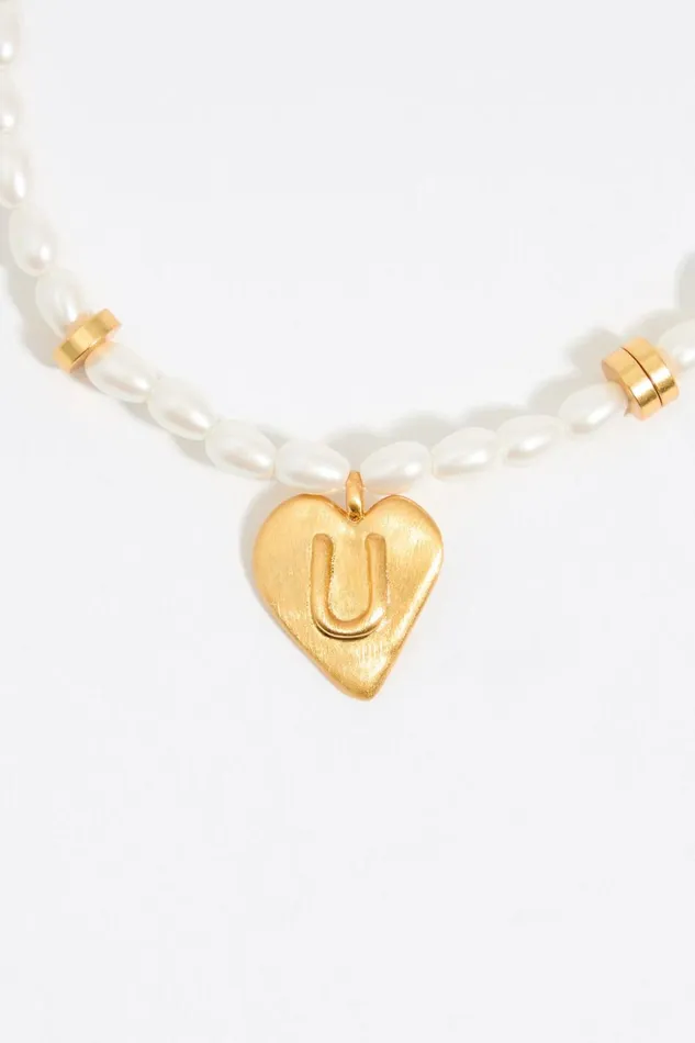 Letter U Heart And Pearl Bracelet Gold Women Bimba Y Lola Alphabet Letter U Heart And Pearl Bracelet Gold Women Bimba Y Lola Alphabet