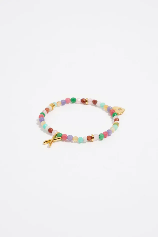 Letter X Multicolor Stones Bracelet Gold Women Bimba Y Lola Alphabet