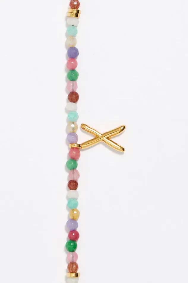 Letter X Multicolor Stones Bracelet Gold Women Bimba Y Lola Alphabet Letter X Multicolor Stones Bracelet Gold Women Bimba Y Lola Alphabet