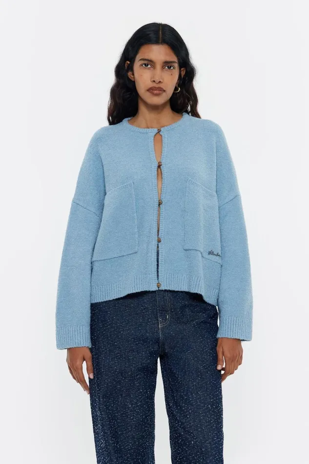 Light Blue Boxy Cardigan Light Blue Women Bimba Y Lola Knitwear