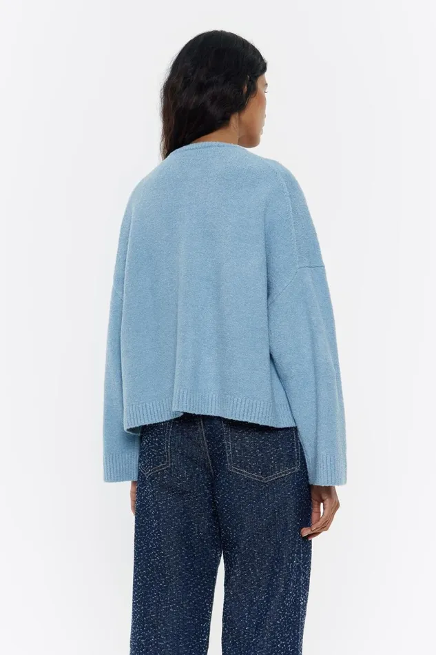 Light Blue Boxy Cardigan Light Blue Women Bimba Y Lola Knitwear Light Blue Boxy Cardigan Light Blue Women Bimba Y Lola Knitwear