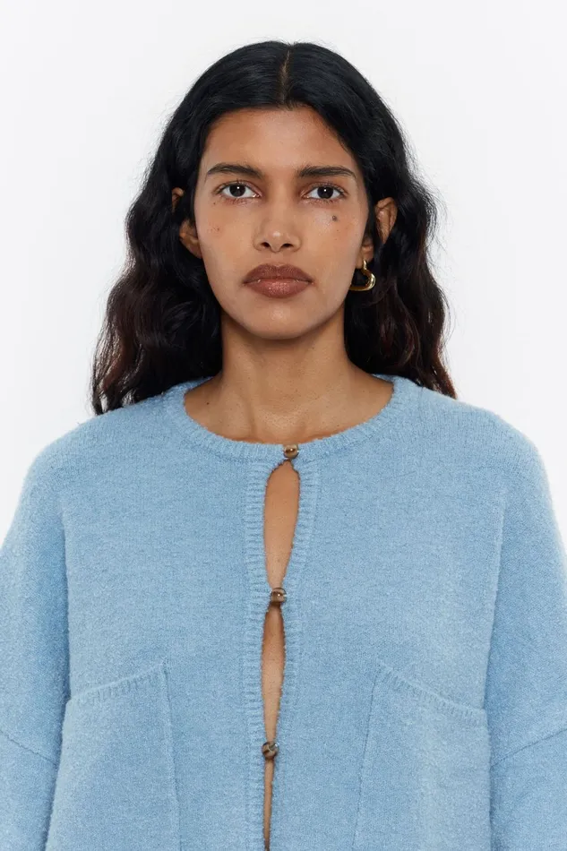 Light Blue Boxy Cardigan Light Blue Women Bimba Y Lola Knitwear Light Blue Boxy Cardigan Light Blue Women Bimba Y Lola Knitwear
