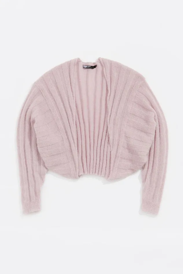 Light Pink Mohair Ribbed Cardigan Light Pink Women Bimba Y Lola Knitwear Light Pink Mohair Ribbed Cardigan Light Pink Women Bimba Y Lola Knitwear